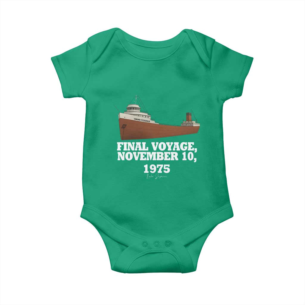 SS Edmund Fitzgerald Final Voyage Tribute Baby Onesie November 10 1975 Lake Superior Memorial - Wonder Print Shop