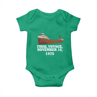 SS Edmund Fitzgerald Final Voyage Tribute Baby Onesie November 10 1975 Lake Superior Memorial - Wonder Print Shop