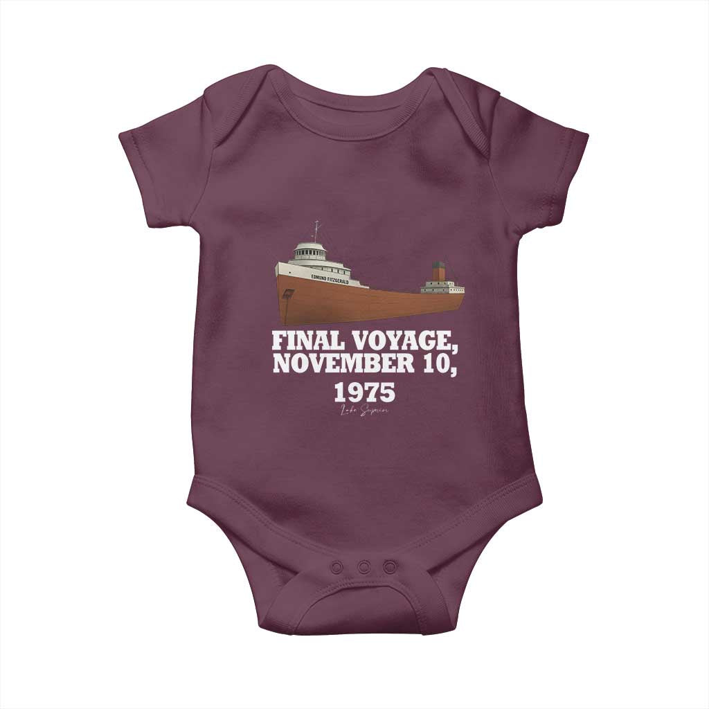 SS Edmund Fitzgerald Final Voyage Tribute Baby Onesie November 10 1975 Lake Superior Memorial - Wonder Print Shop