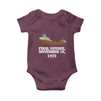 SS Edmund Fitzgerald Final Voyage Tribute Baby Onesie November 10 1975 Lake Superior Memorial - Wonder Print Shop