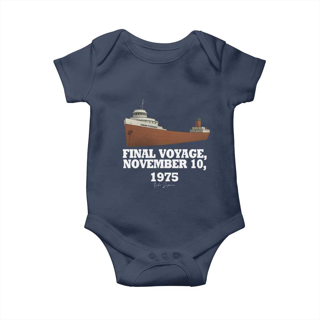 SS Edmund Fitzgerald Final Voyage Tribute Baby Onesie November 10 1975 Lake Superior Memorial - Wonder Print Shop