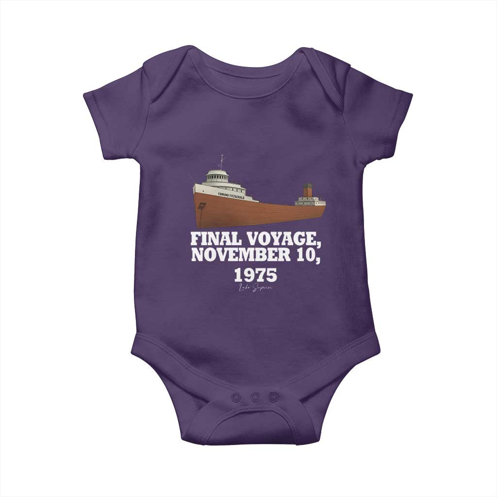 SS Edmund Fitzgerald Final Voyage Tribute Baby Onesie November 10 1975 Lake Superior Memorial - Wonder Print Shop