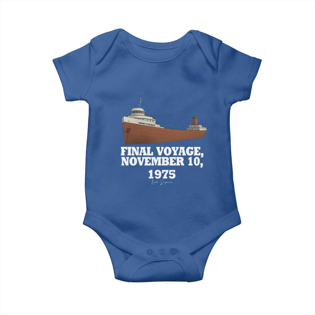 SS Edmund Fitzgerald Final Voyage Tribute Baby Onesie November 10 1975 Lake Superior Memorial - Wonder Print Shop