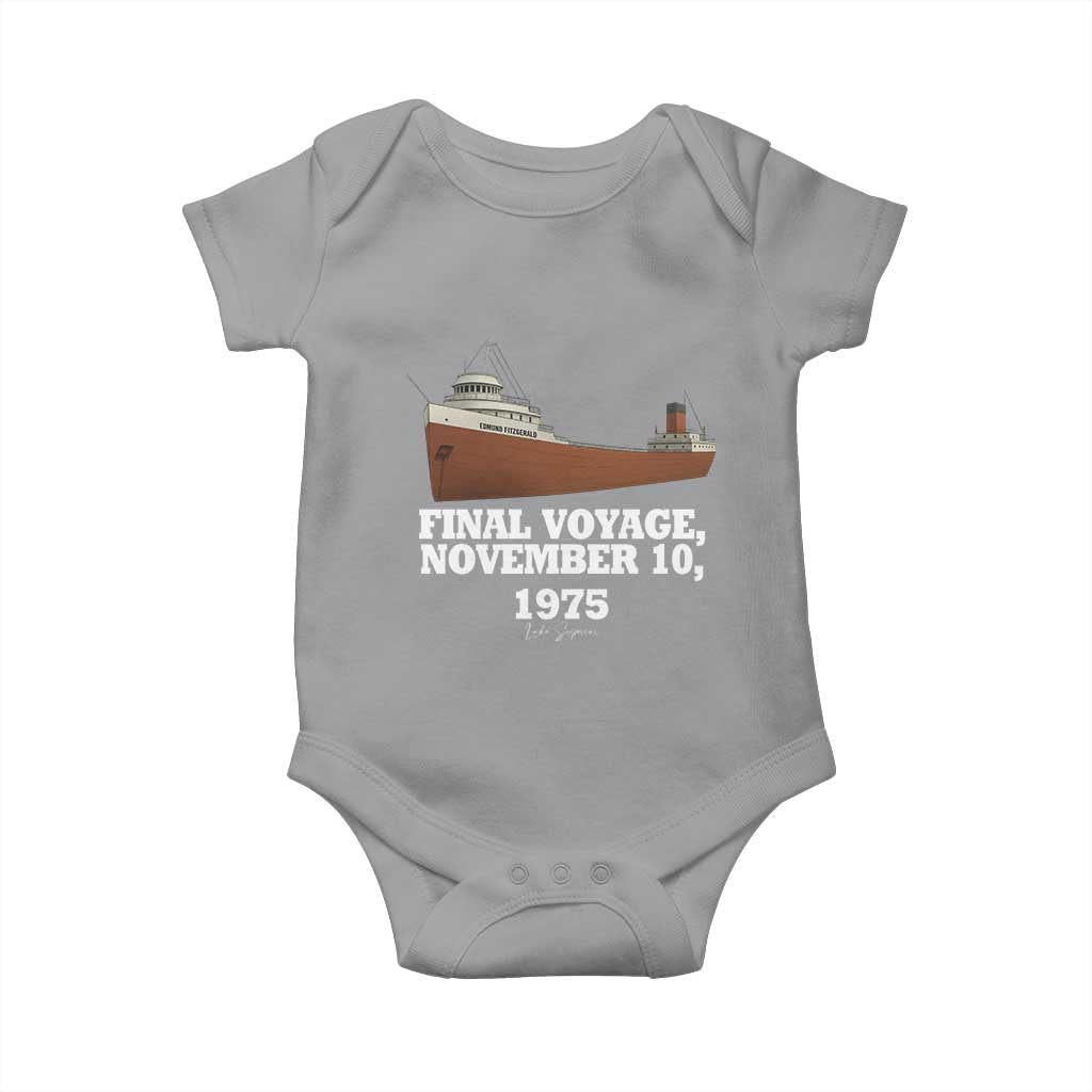 SS Edmund Fitzgerald Final Voyage Tribute Baby Onesie November 10 1975 Lake Superior Memorial - Wonder Print Shop