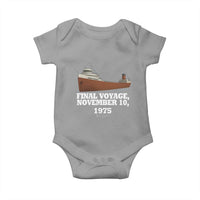 SS Edmund Fitzgerald Final Voyage Tribute Baby Onesie November 10 1975 Lake Superior Memorial - Wonder Print Shop