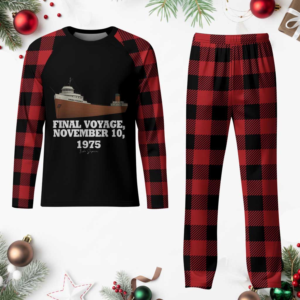 SS Edmund Fitzgerald Final Voyage Tribute Plaid Pajama Set November 10 1975 Lake Superior Memorial - Wonder Print Shop