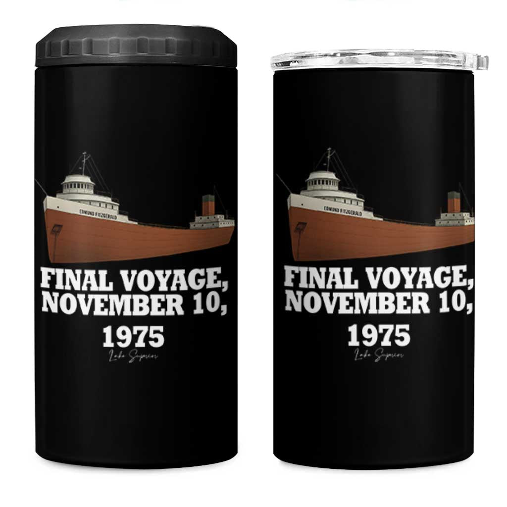 SS Edmund Fitzgerald Final Voyage Tribute 4 in 1 Can Cooler Tumbler November 10 1975 Lake Superior Memorial - Wonder Print Shop