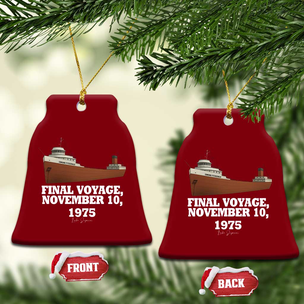 SS Edmund Fitzgerald Final Voyage Tribute Ceramic Ornament November 10 1975 Lake Superior Memorial - Wonder Print Shop
