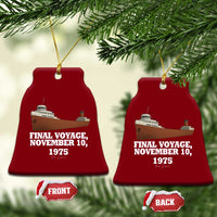 SS Edmund Fitzgerald Final Voyage Tribute Ceramic Ornament November 10 1975 Lake Superior Memorial - Wonder Print Shop