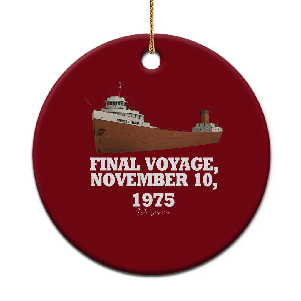 SS Edmund Fitzgerald Final Voyage Tribute Ceramic Ornament November 10 1975 Lake Superior Memorial - Wonder Print Shop