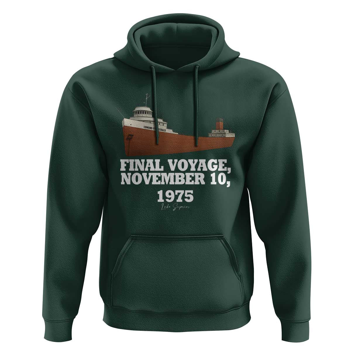 SS Edmund Fitzgerald Final Voyage Tribute Hoodie November 10 1975 Lake Superior Memorial - Wonder Print Shop