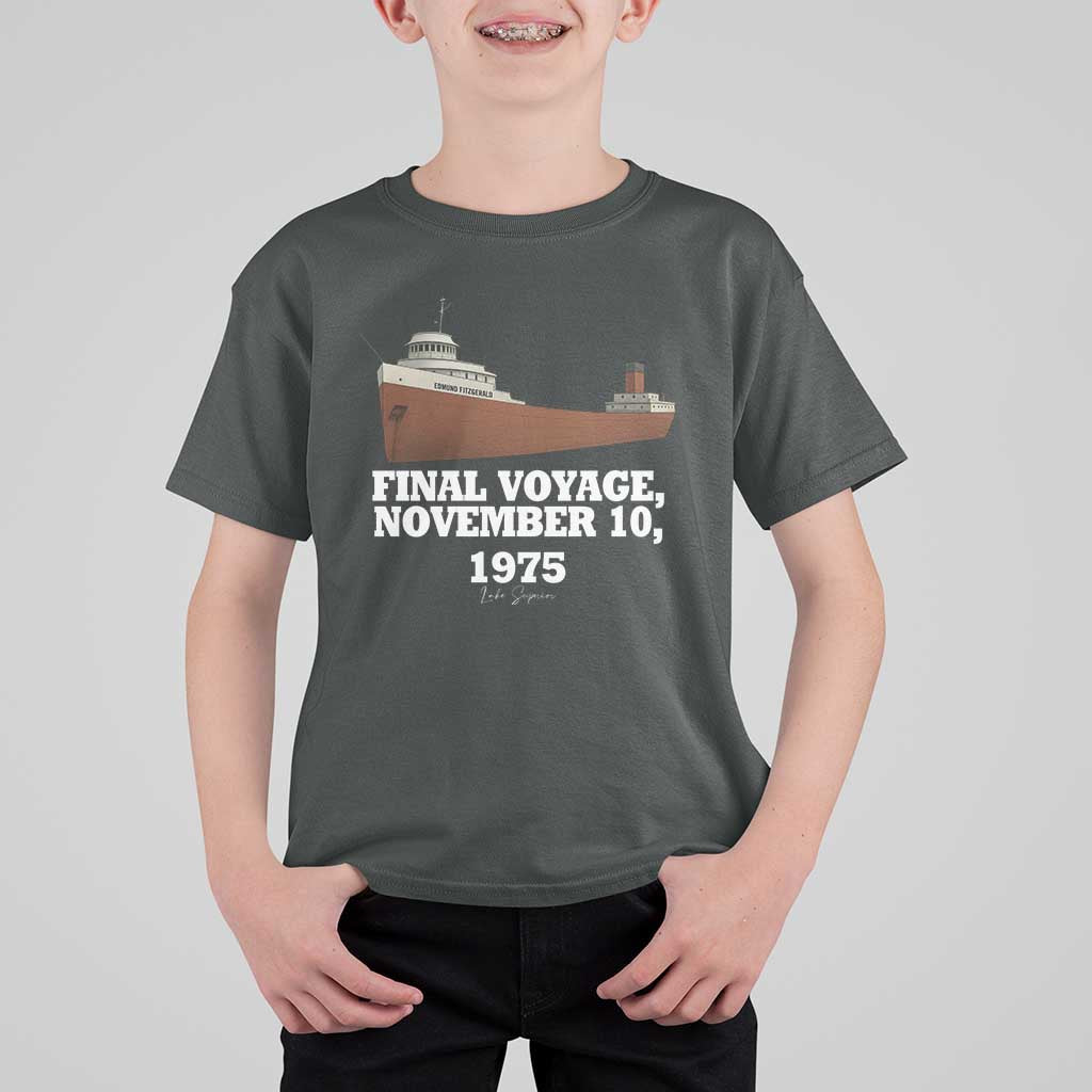 SS Edmund Fitzgerald Final Voyage Tribute T Shirt For Kid November 10 1975 Lake Superior Memorial - Wonder Print Shop