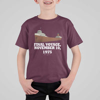 SS Edmund Fitzgerald Final Voyage Tribute T Shirt For Kid November 10 1975 Lake Superior Memorial - Wonder Print Shop