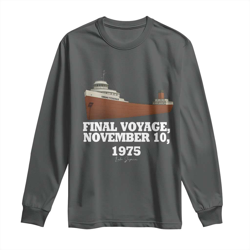 SS Edmund Fitzgerald Final Voyage Tribute Long Sleeve Shirt November 10 1975 Lake Superior Memorial - Wonder Print Shop