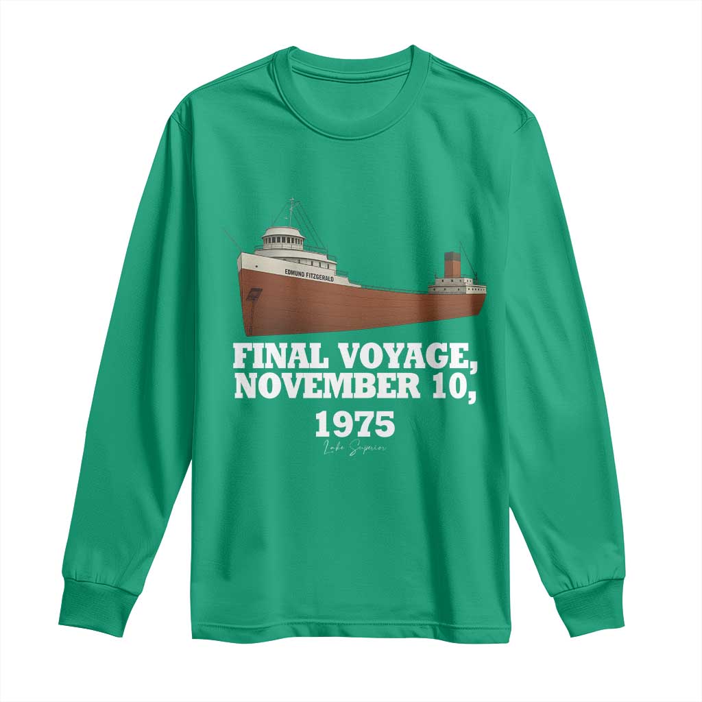 SS Edmund Fitzgerald Final Voyage Tribute Long Sleeve Shirt November 10 1975 Lake Superior Memorial - Wonder Print Shop