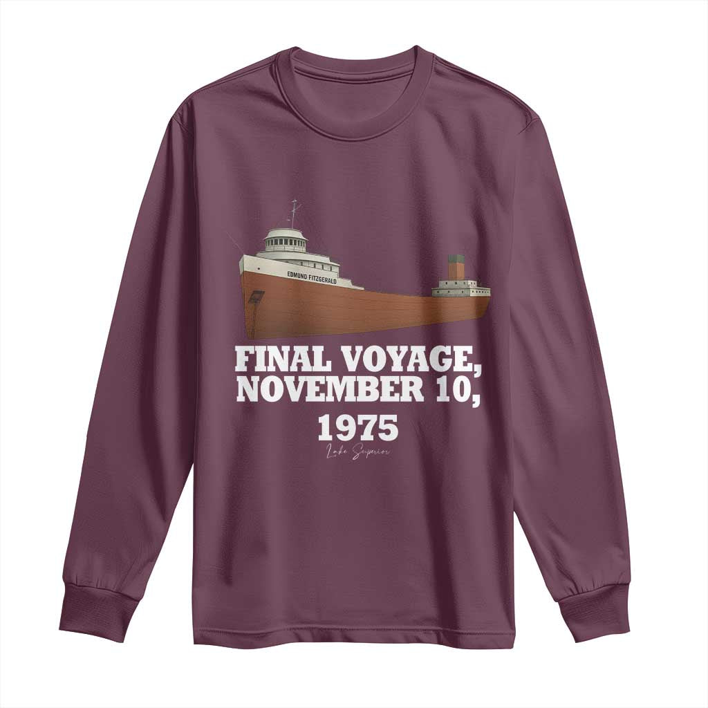 SS Edmund Fitzgerald Final Voyage Tribute Long Sleeve Shirt November 10 1975 Lake Superior Memorial - Wonder Print Shop