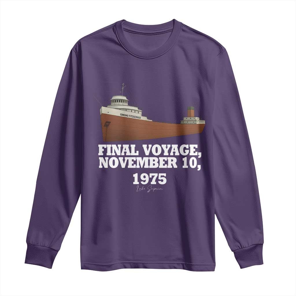 SS Edmund Fitzgerald Final Voyage Tribute Long Sleeve Shirt November 10 1975 Lake Superior Memorial - Wonder Print Shop