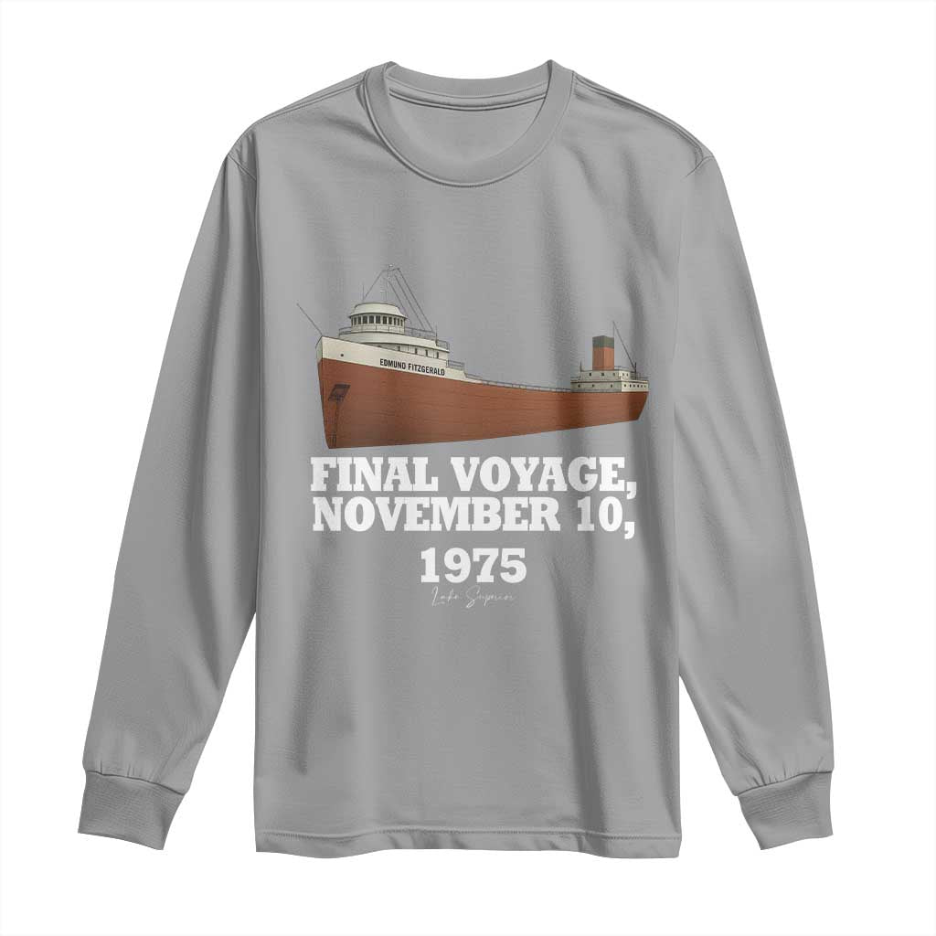 SS Edmund Fitzgerald Final Voyage Tribute Long Sleeve Shirt November 10 1975 Lake Superior Memorial - Wonder Print Shop