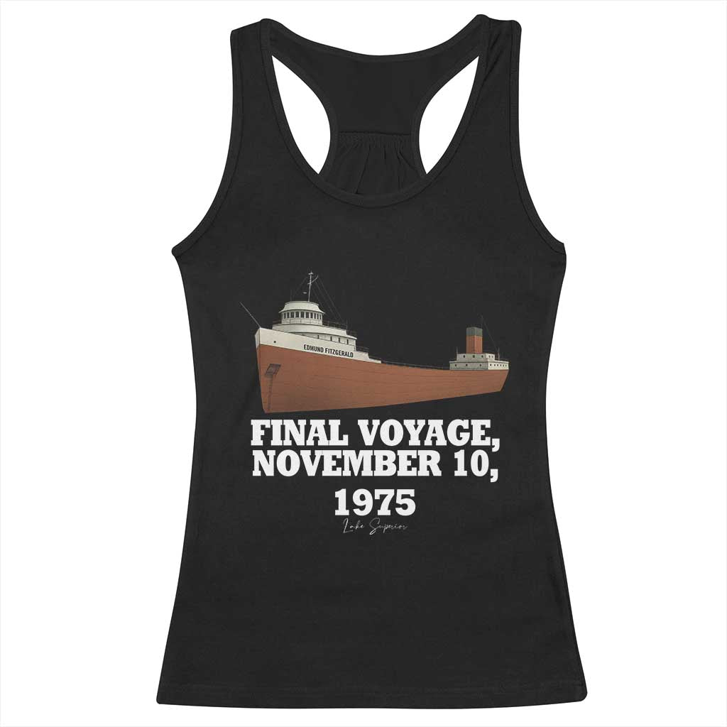 SS Edmund Fitzgerald Final Voyage Tribute Racerback Tank Top November 10 1975 Lake Superior Memorial - Wonder Print Shop