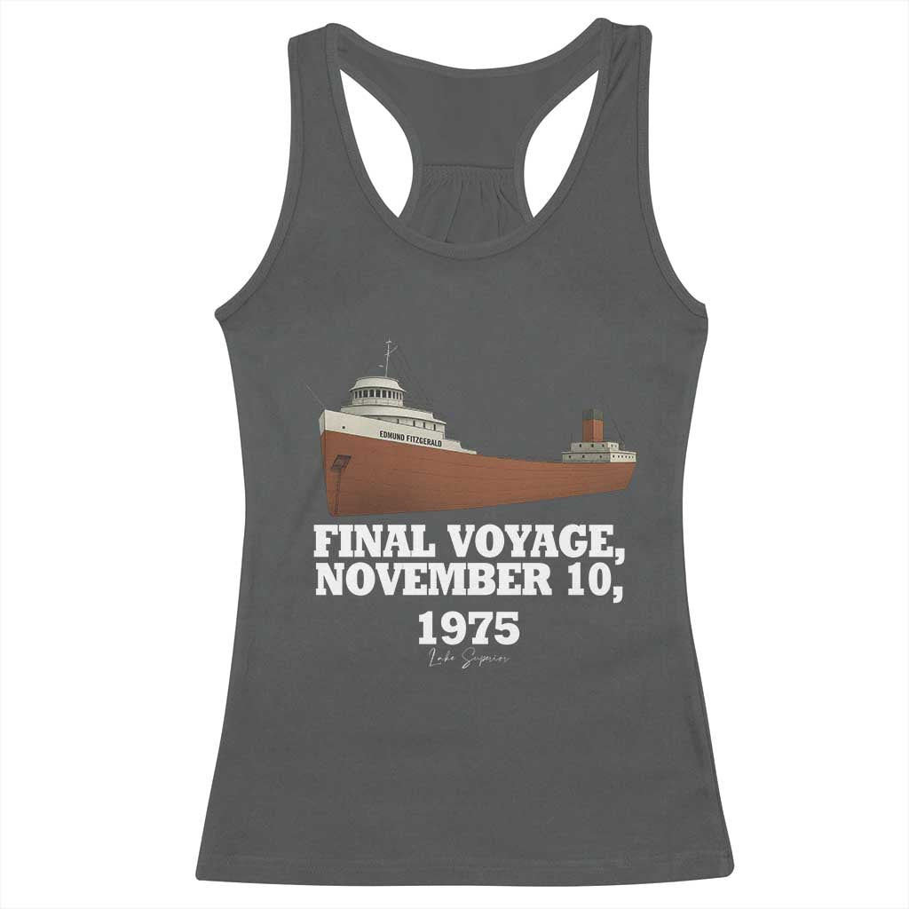 SS Edmund Fitzgerald Final Voyage Tribute Racerback Tank Top November 10 1975 Lake Superior Memorial - Wonder Print Shop