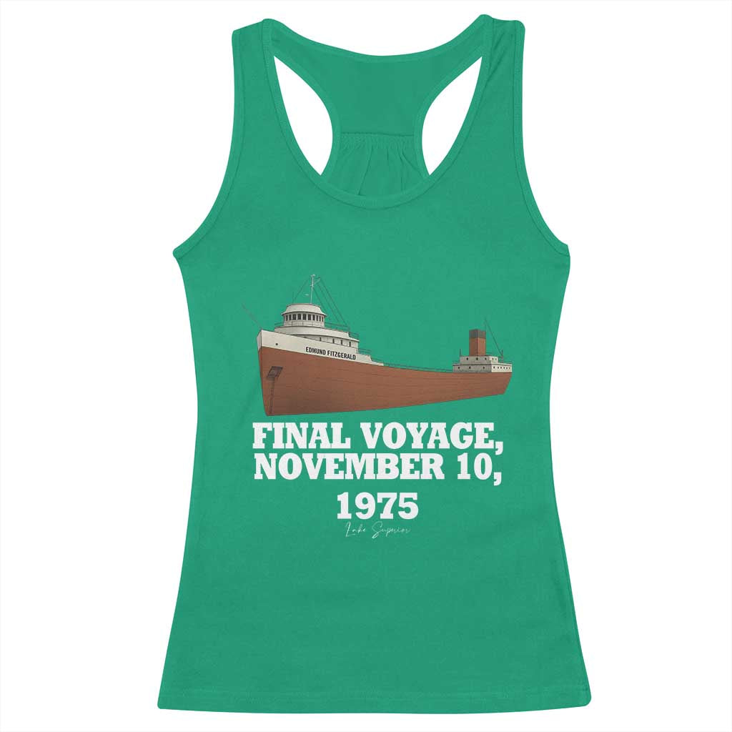 SS Edmund Fitzgerald Final Voyage Tribute Racerback Tank Top November 10 1975 Lake Superior Memorial - Wonder Print Shop