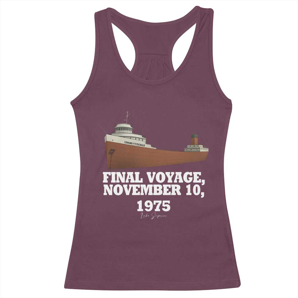 SS Edmund Fitzgerald Final Voyage Tribute Racerback Tank Top November 10 1975 Lake Superior Memorial - Wonder Print Shop