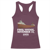 SS Edmund Fitzgerald Final Voyage Tribute Racerback Tank Top November 10 1975 Lake Superior Memorial - Wonder Print Shop