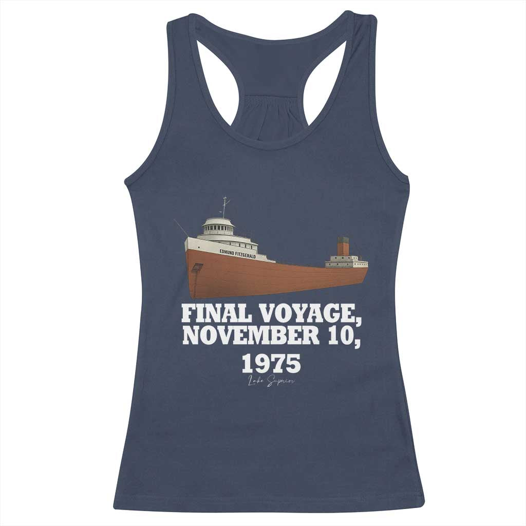 SS Edmund Fitzgerald Final Voyage Tribute Racerback Tank Top November 10 1975 Lake Superior Memorial - Wonder Print Shop