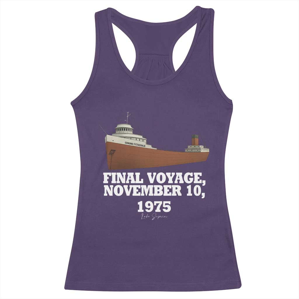 SS Edmund Fitzgerald Final Voyage Tribute Racerback Tank Top November 10 1975 Lake Superior Memorial - Wonder Print Shop