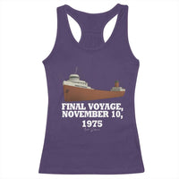 SS Edmund Fitzgerald Final Voyage Tribute Racerback Tank Top November 10 1975 Lake Superior Memorial - Wonder Print Shop