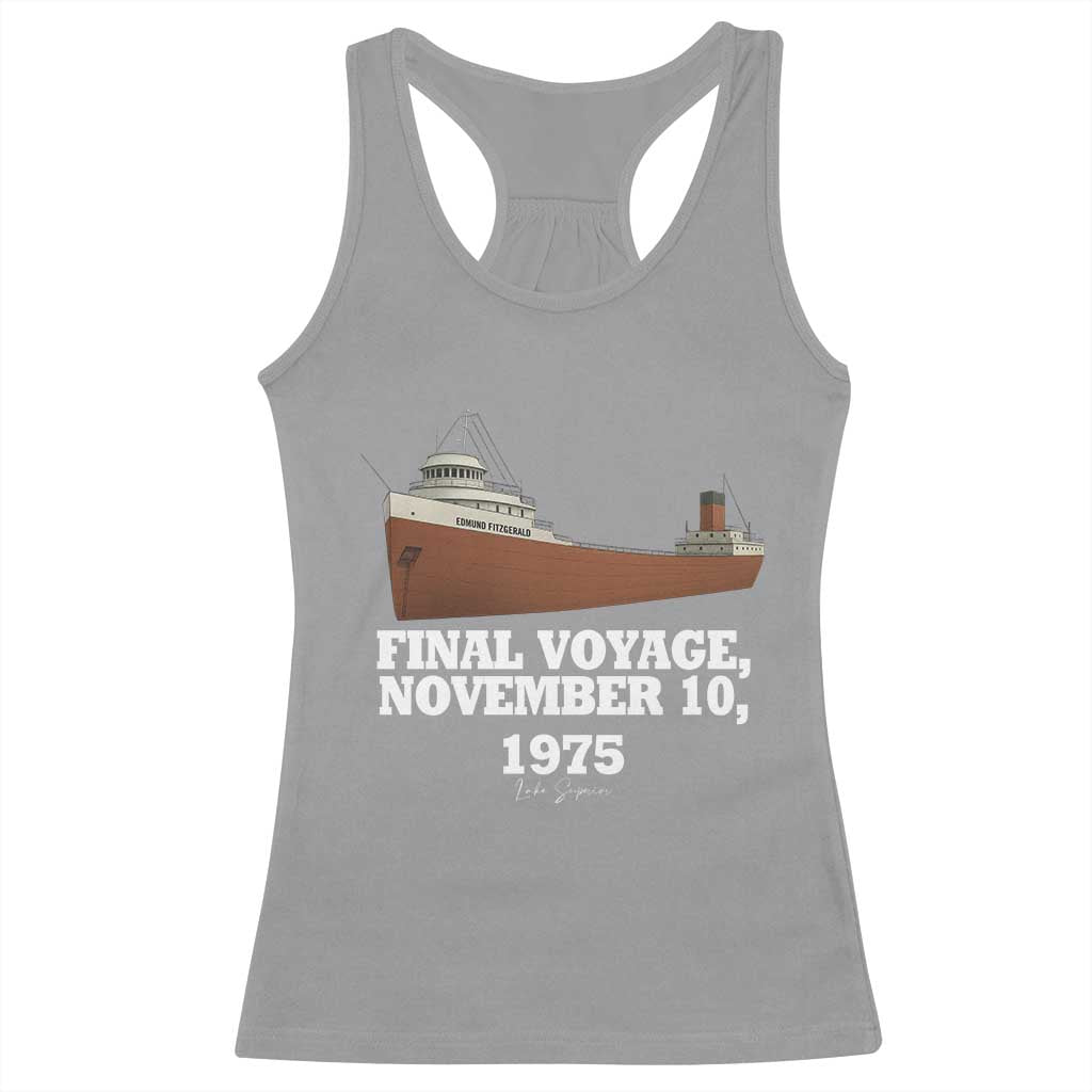 SS Edmund Fitzgerald Final Voyage Tribute Racerback Tank Top November 10 1975 Lake Superior Memorial - Wonder Print Shop