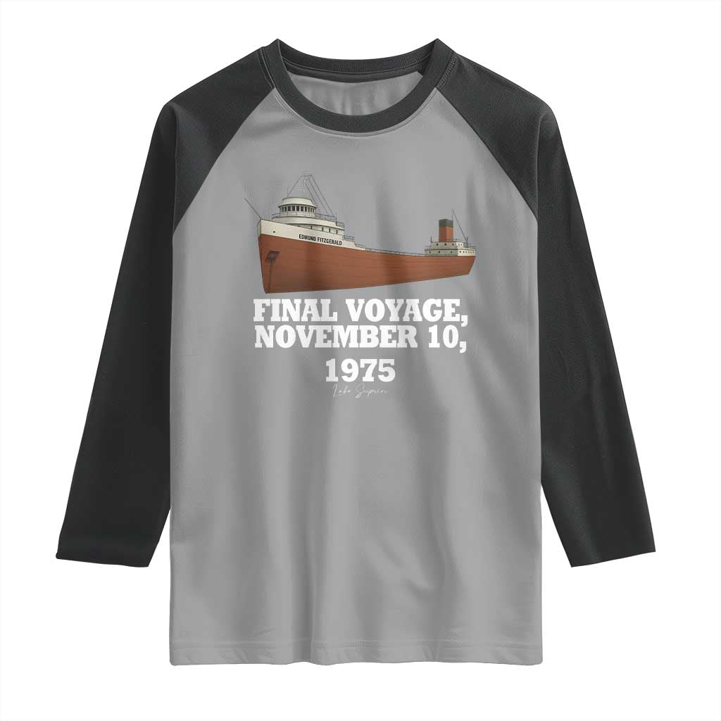 SS Edmund Fitzgerald Final Voyage Tribute Raglan Shirt November 10 1975 Lake Superior Memorial - Wonder Print Shop