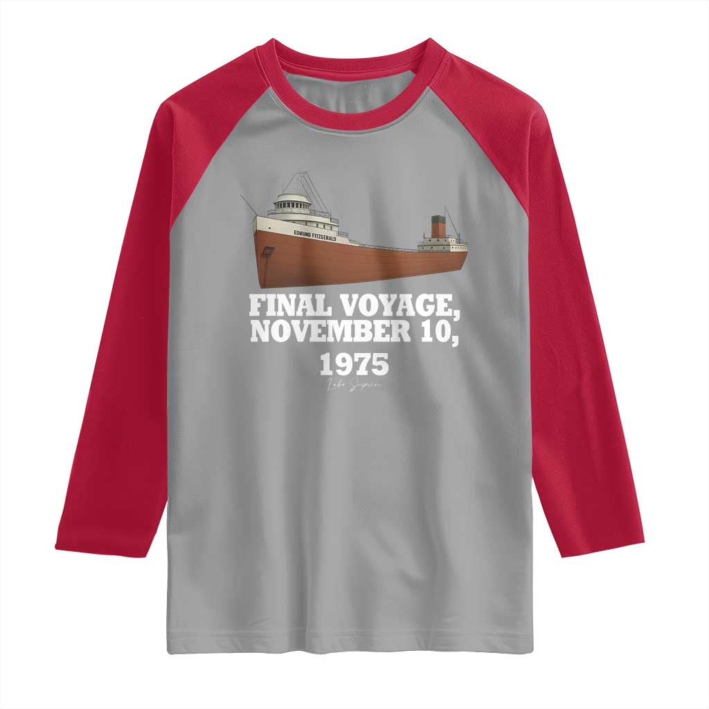 SS Edmund Fitzgerald Final Voyage Tribute Raglan Shirt November 10 1975 Lake Superior Memorial - Wonder Print Shop