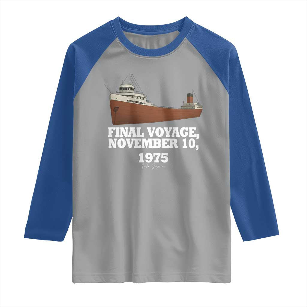 SS Edmund Fitzgerald Final Voyage Tribute Raglan Shirt November 10 1975 Lake Superior Memorial - Wonder Print Shop