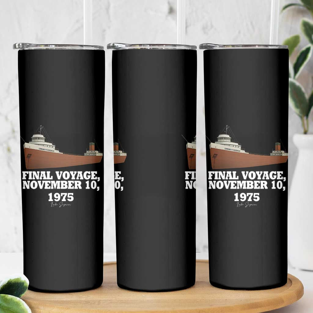 SS Edmund Fitzgerald Final Voyage Tribute Skinny Tumbler November 10 1975 Lake Superior Memorial - Wonder Print Shop