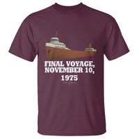 SS Edmund Fitzgerald Final Voyage Tribute T Shirt November 10 1975 Lake Superior Memorial - Wonder Print Shop