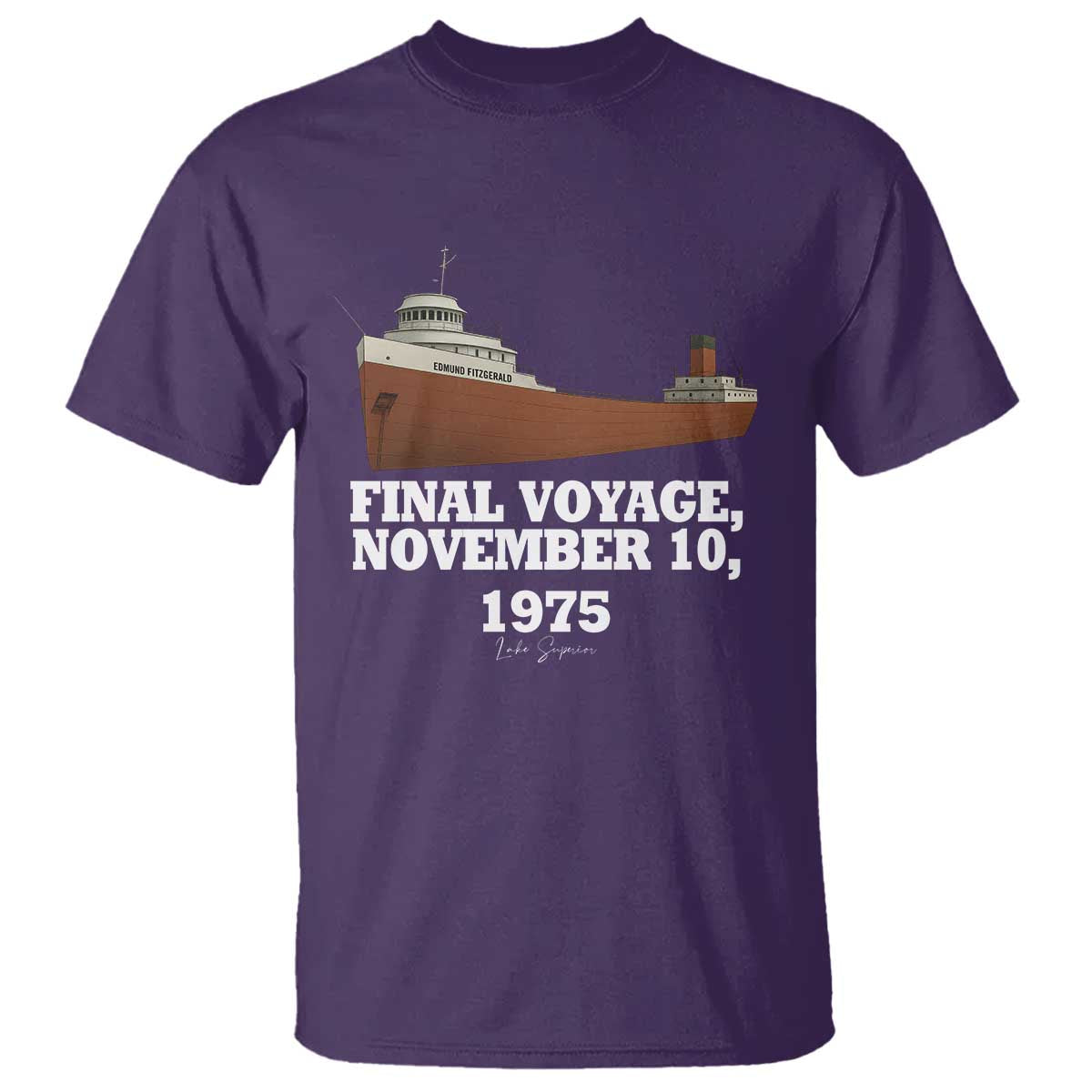 SS Edmund Fitzgerald Final Voyage Tribute T Shirt November 10 1975 Lake Superior Memorial - Wonder Print Shop
