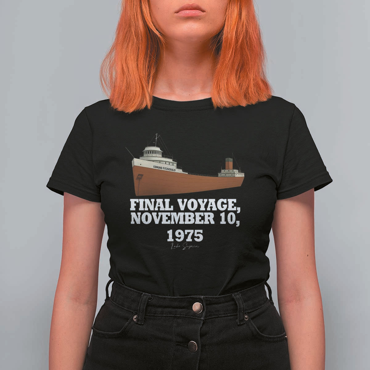 SS Edmund Fitzgerald Final Voyage Tribute T Shirt For Women November 10 1975 Lake Superior Memorial - Wonder Print Shop