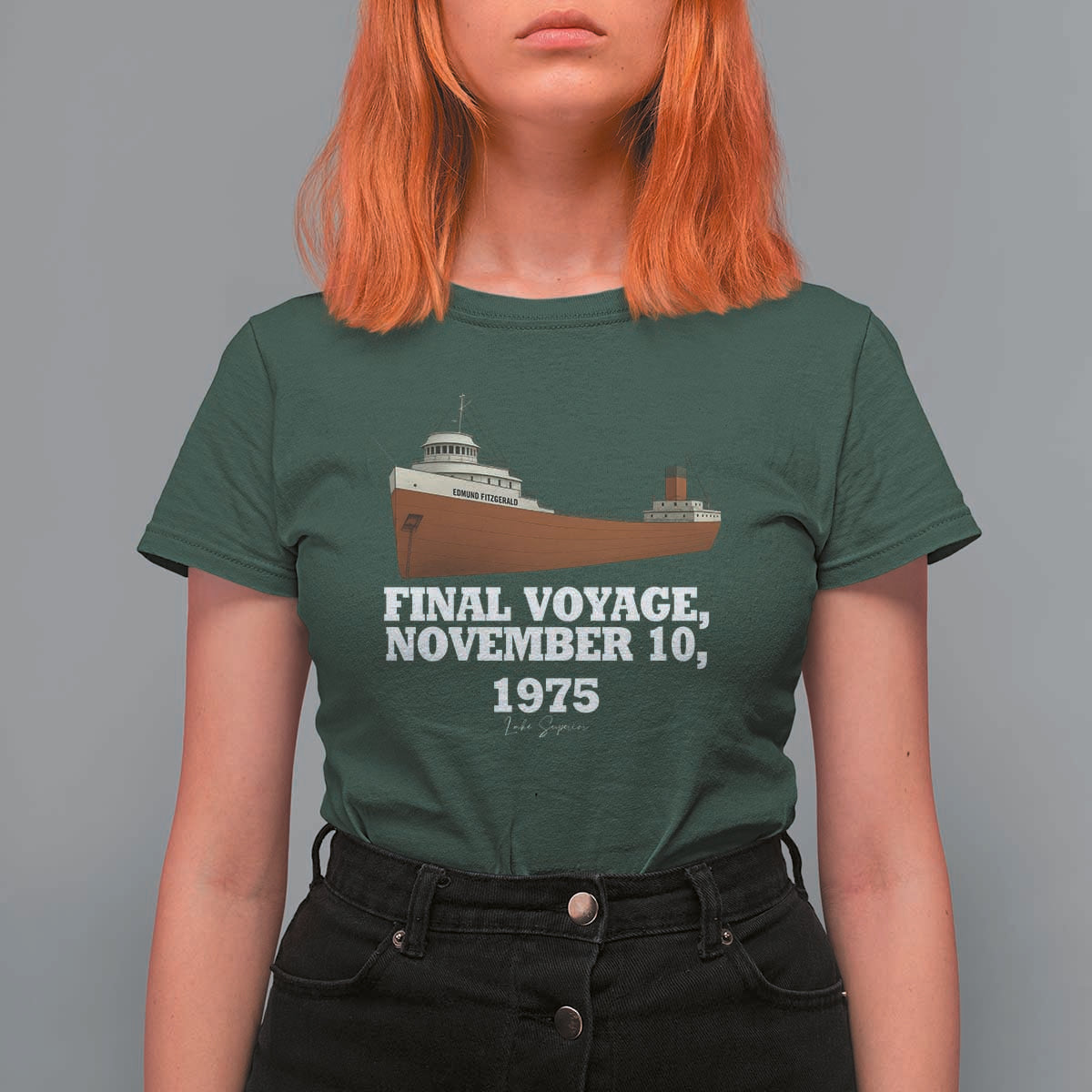 SS Edmund Fitzgerald Final Voyage Tribute T Shirt For Women November 10 1975 Lake Superior Memorial - Wonder Print Shop