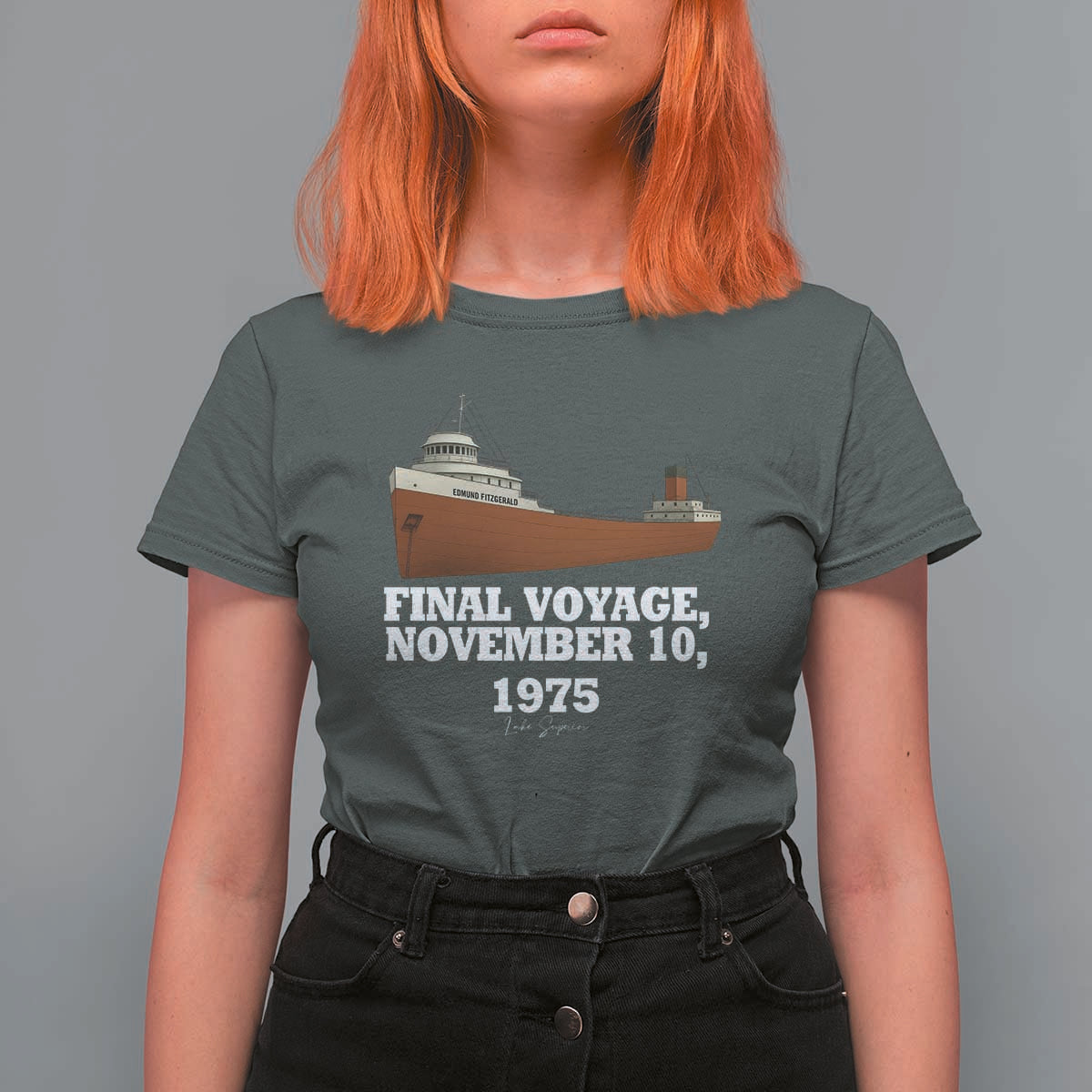 SS Edmund Fitzgerald Final Voyage Tribute T Shirt For Women November 10 1975 Lake Superior Memorial - Wonder Print Shop