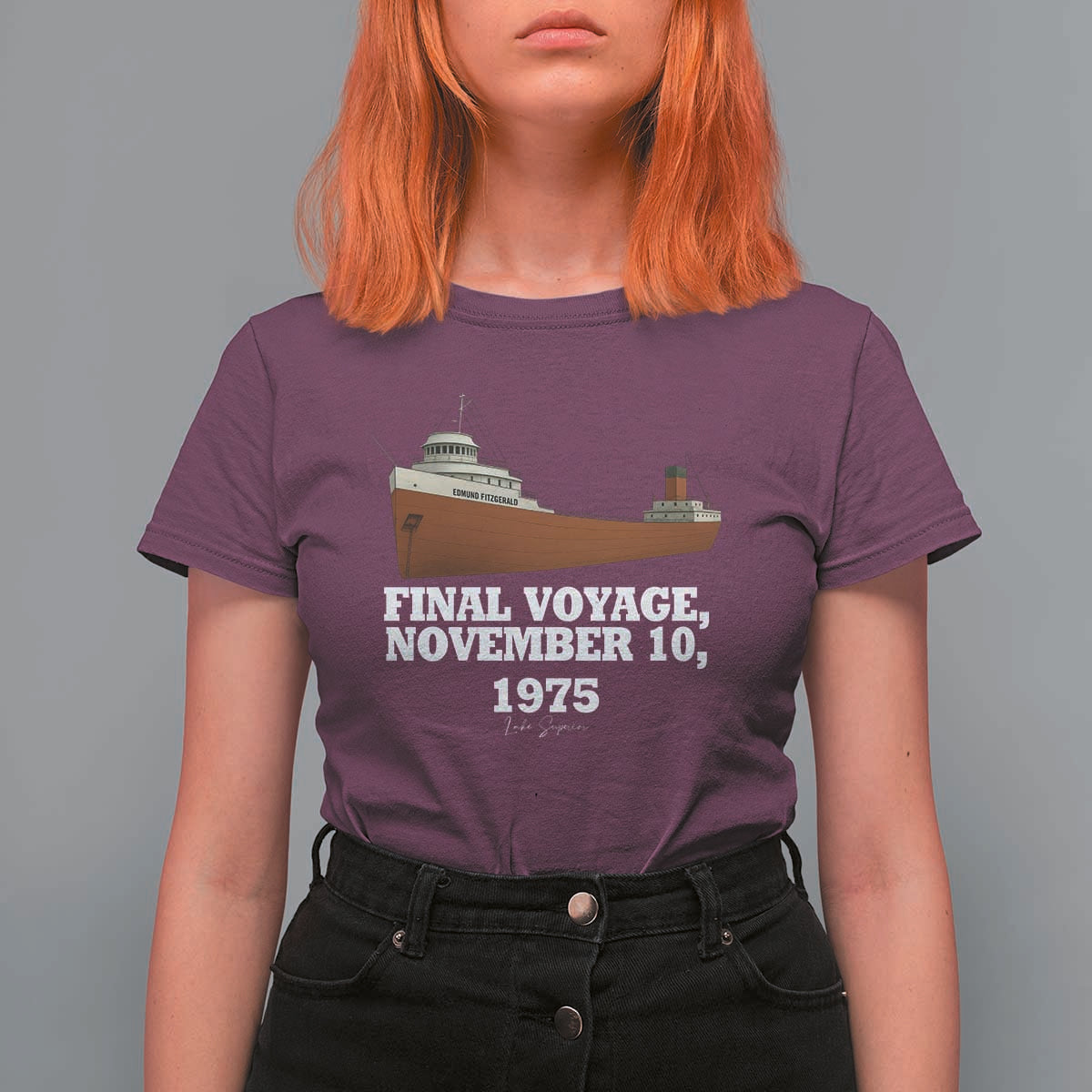 SS Edmund Fitzgerald Final Voyage Tribute T Shirt For Women November 10 1975 Lake Superior Memorial - Wonder Print Shop