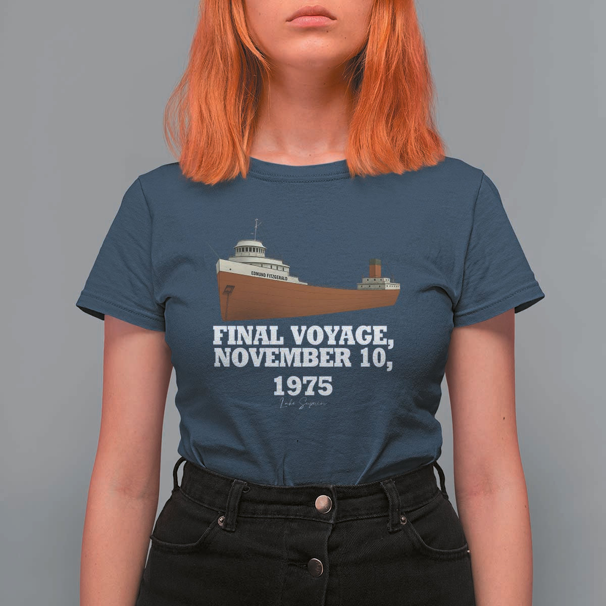 SS Edmund Fitzgerald Final Voyage Tribute T Shirt For Women November 10 1975 Lake Superior Memorial - Wonder Print Shop