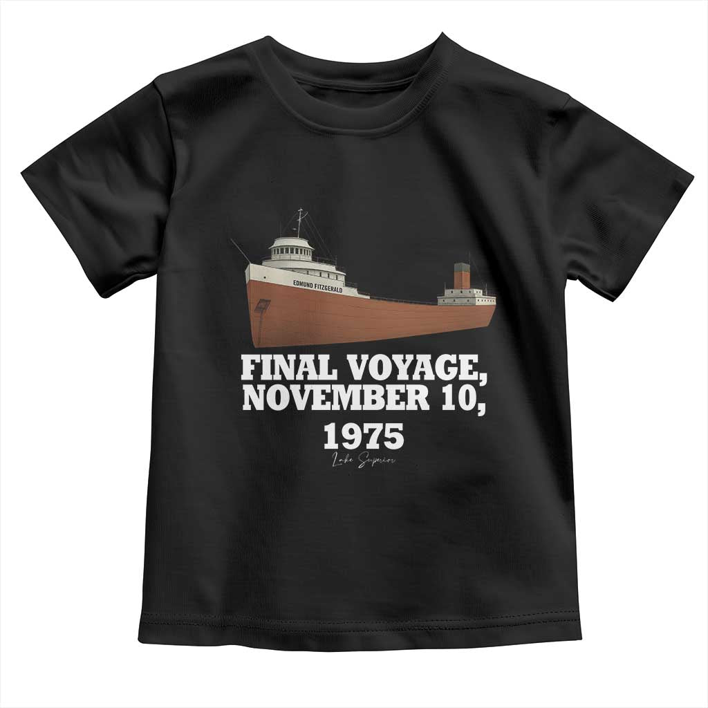SS Edmund Fitzgerald Final Voyage Tribute Toddler T Shirt November 10 1975 Lake Superior Memorial - Wonder Print Shop