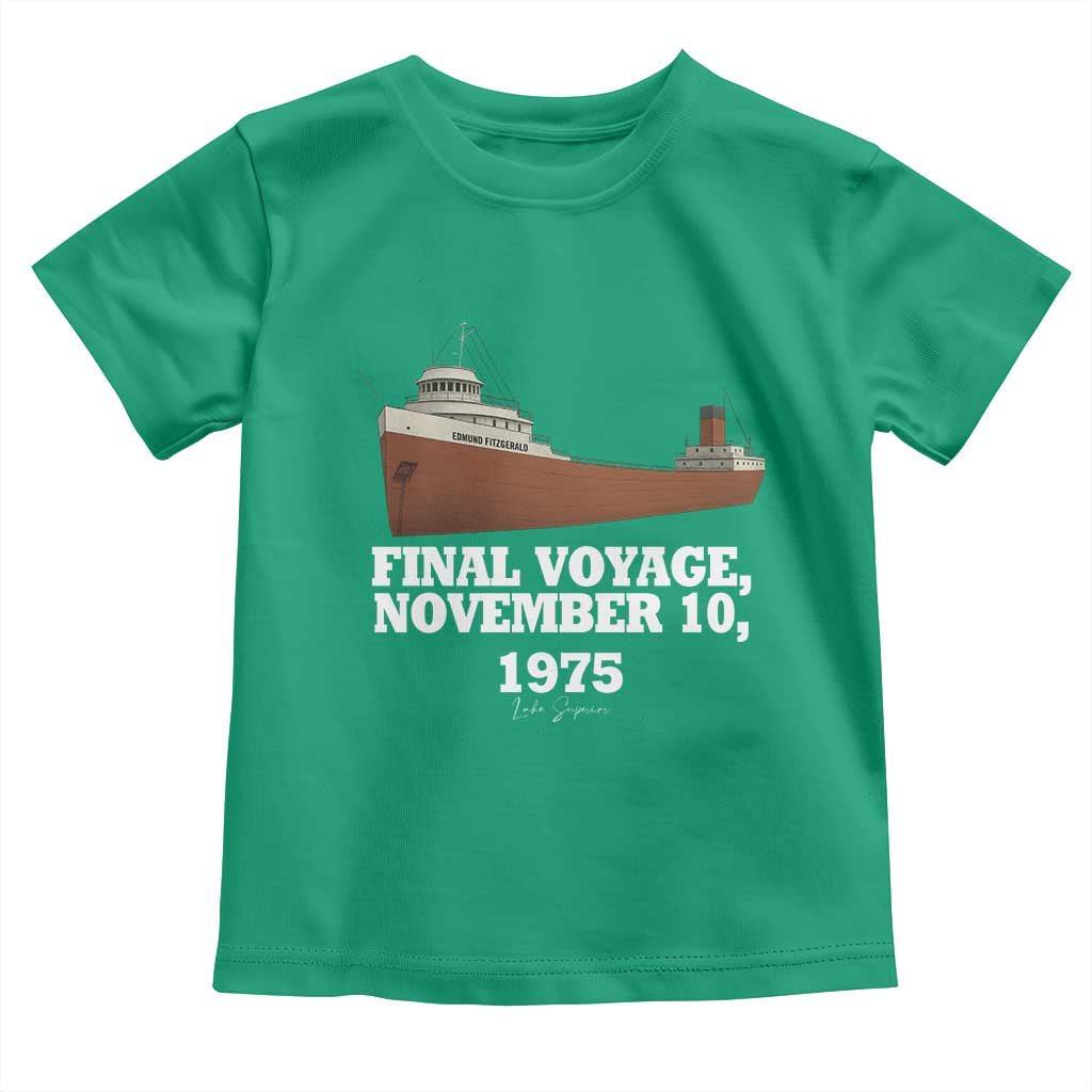 SS Edmund Fitzgerald Final Voyage Tribute Toddler T Shirt November 10 1975 Lake Superior Memorial - Wonder Print Shop