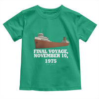 SS Edmund Fitzgerald Final Voyage Tribute Toddler T Shirt November 10 1975 Lake Superior Memorial - Wonder Print Shop