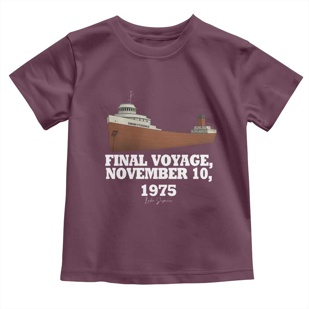 SS Edmund Fitzgerald Final Voyage Tribute Toddler T Shirt November 10 1975 Lake Superior Memorial - Wonder Print Shop