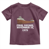 SS Edmund Fitzgerald Final Voyage Tribute Toddler T Shirt November 10 1975 Lake Superior Memorial - Wonder Print Shop