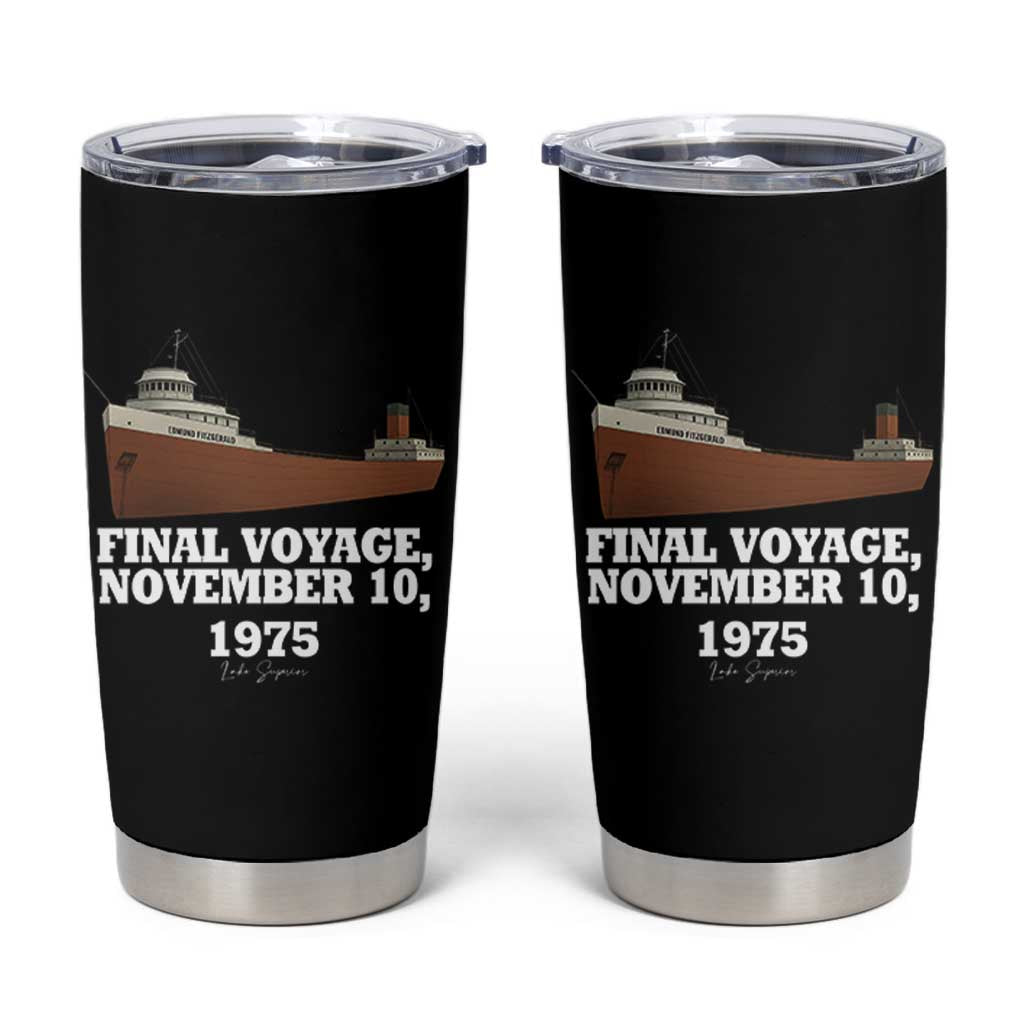 SS Edmund Fitzgerald Final Voyage Tribute Tumbler Cup November 10 1975 Lake Superior Memorial - Wonder Print Shop
