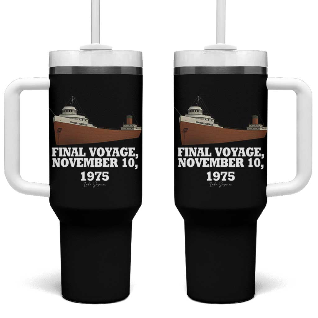 SS Edmund Fitzgerald Final Voyage Tribute Tumbler With Handle November 10 1975 Lake Superior Memorial - Wonder Print Shop