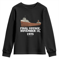 SS Edmund Fitzgerald Final Voyage Tribute Youth Sweatshirt November 10 1975 Lake Superior Memorial - Wonder Print Shop